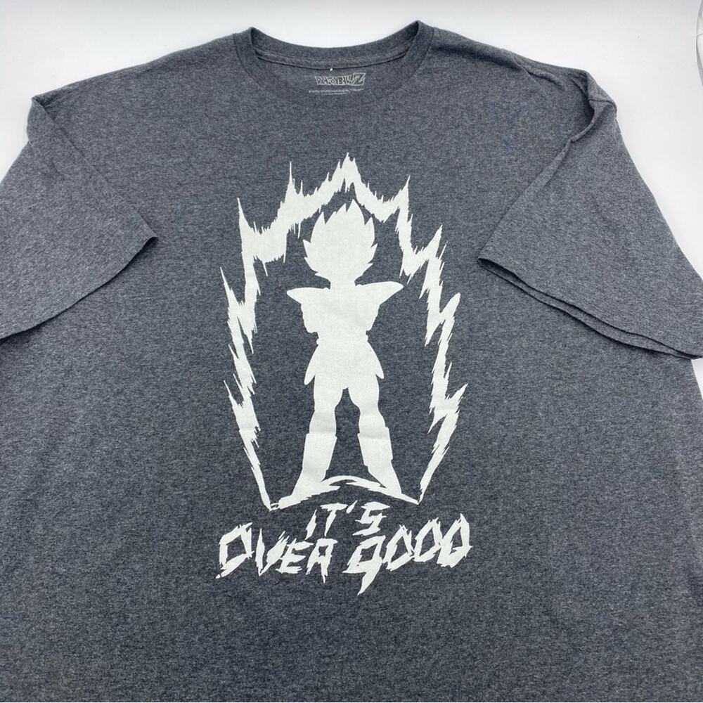 Dragon Ball Z  T-Shirt Men's XXL It's Over 9000 Vegeta Silhouette Charcoal